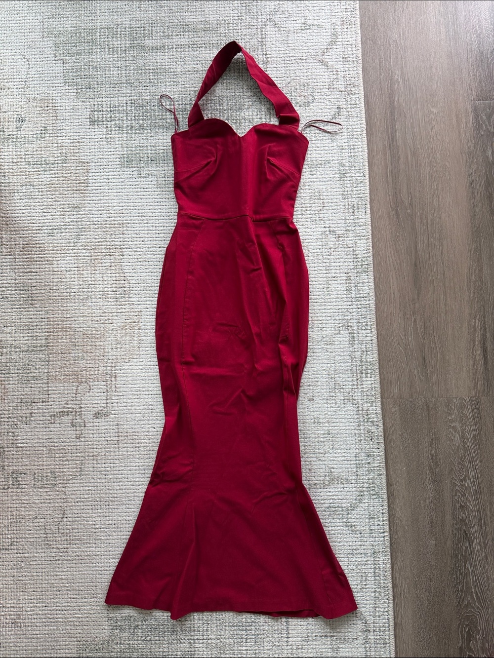 Women's Red Halter Mermaid Evening Dress